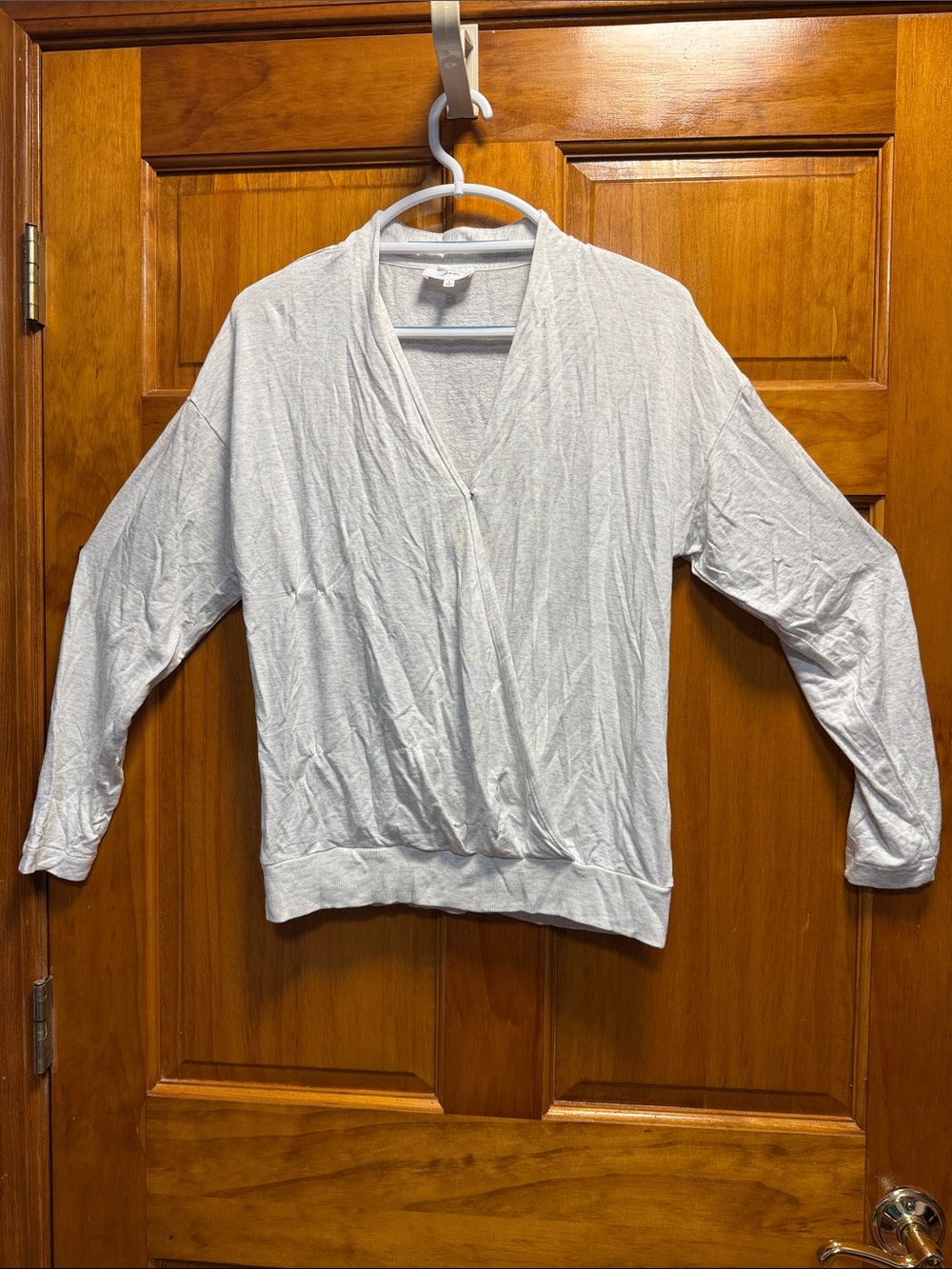 Soma Light Gray V-Neck Wrap Sweater